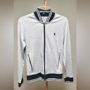 Polo Ralph Lauren Tipped Jersey Bomber Jacket Gray XS EUC
